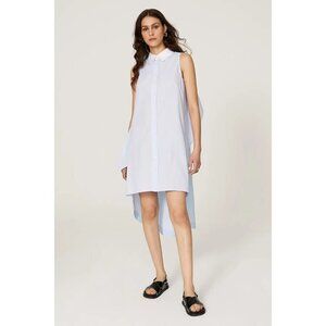 Peter Som Sleeveless Button Down Dress in White Yarn Dye Stripe 0 Womens shirt